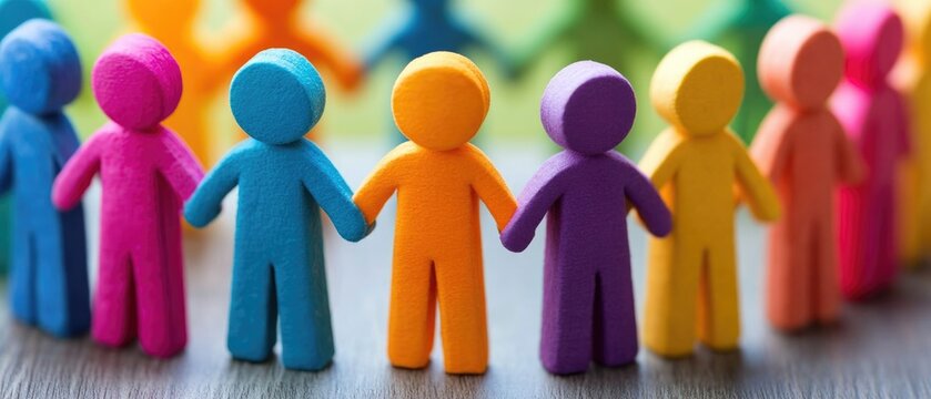 People of all colors holding hands, inclusive business mindset values dignity and respect for all individuals