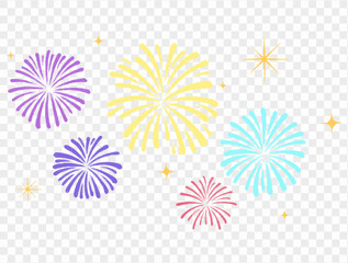 Oil pastel fireworks hand paint style. Perfect for New Year celebrations and festive designs. Vector.