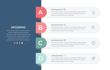 Vector Ilustration. Vertical infographic timeline 4 steps template. Milestone, Roadmap, Timeline, Business presentation.