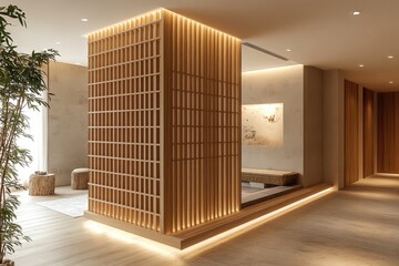 Modern Minimalist Wooden Room Divider Design