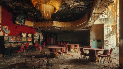 Abandoned power plant interior slung derelict forsaken outcast
