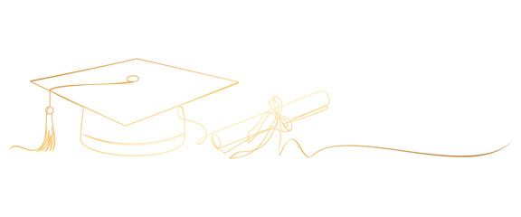 Graduation Cap line art style