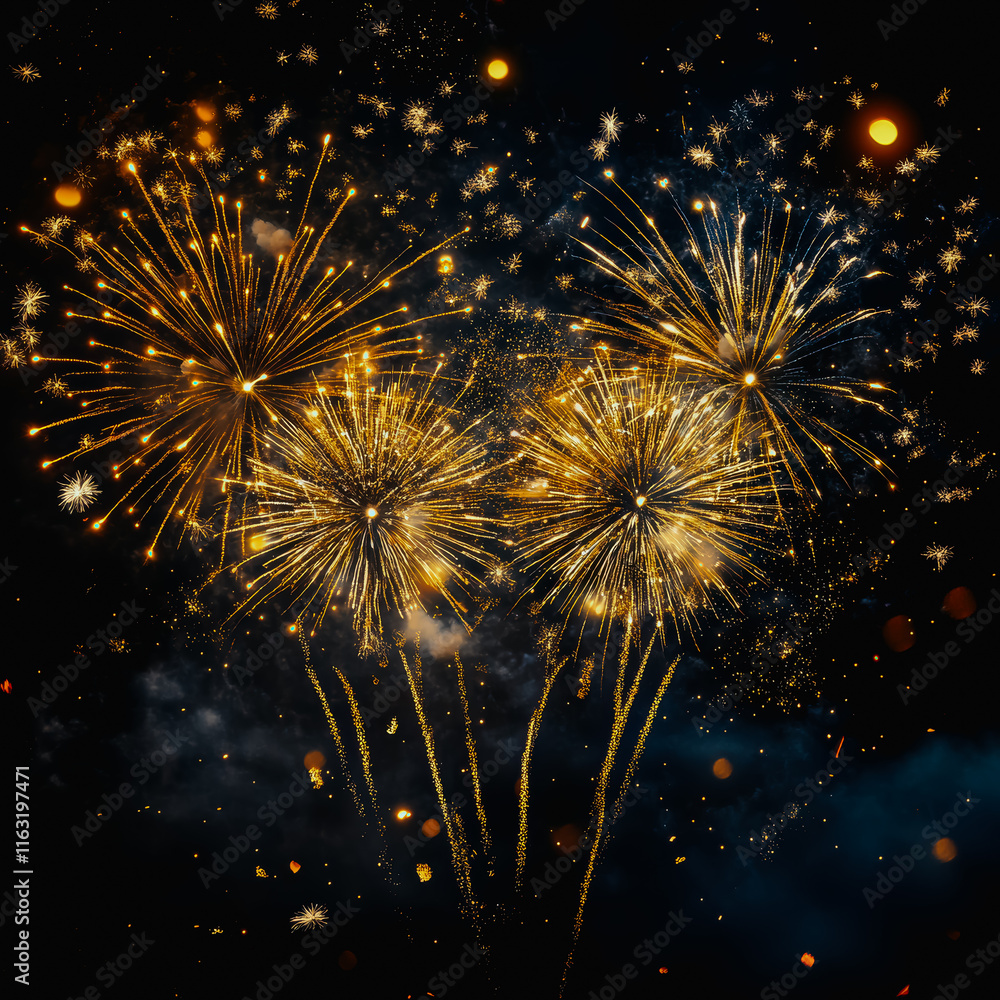 Aufkleber colorful fireworks exploding in night sky creating a vibrant display of light and color above a fest