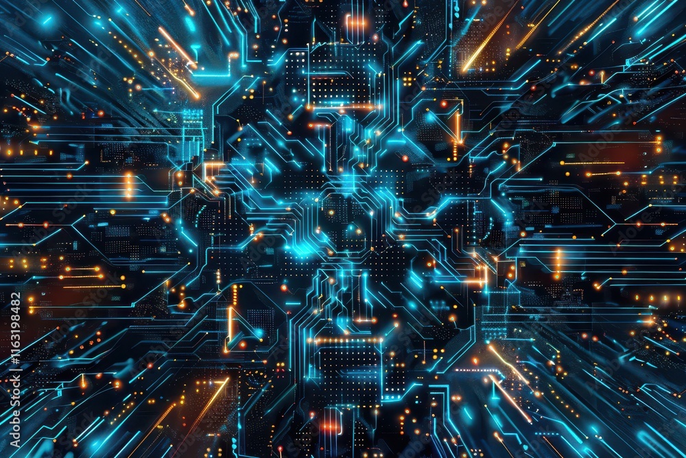 Poster colorful arrangement of electronic circuit boards displaying intricate designs and textures