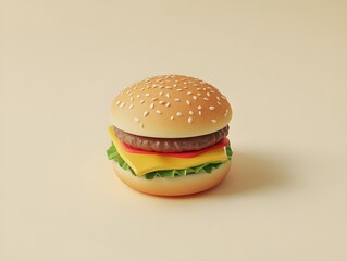 Delicious 3D Rendered Hamburger