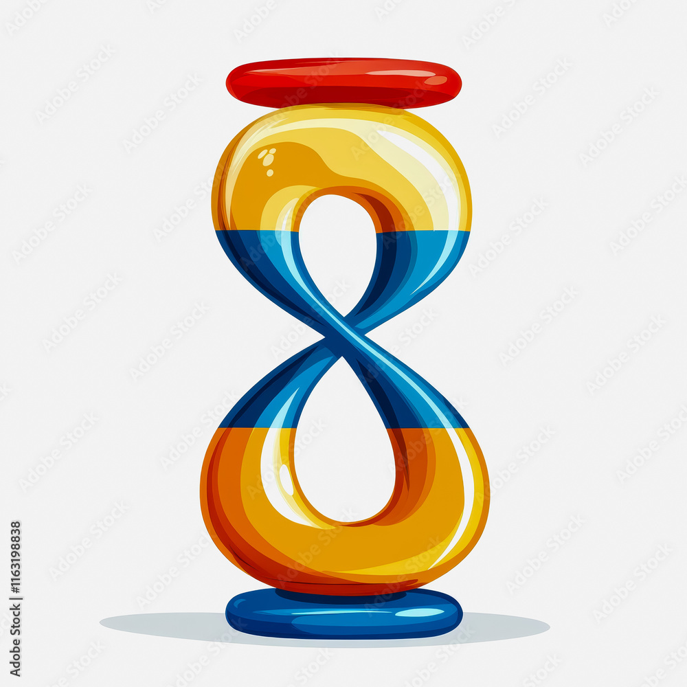 Poster colorful countdown icon with number eight featuring red top simple flat design for digital marketing