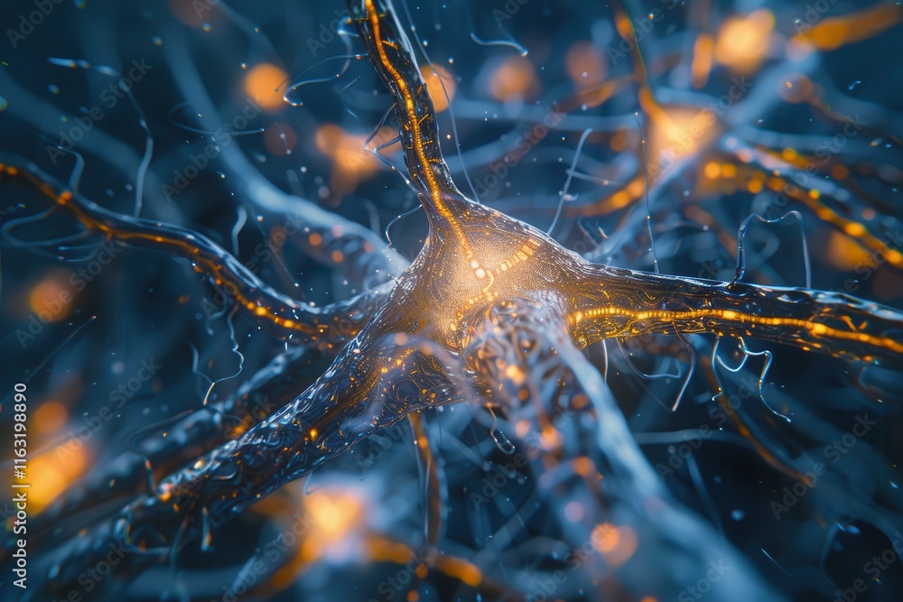 Poster intricate structure of organic material with translucent elements showcasing a complex network of br
