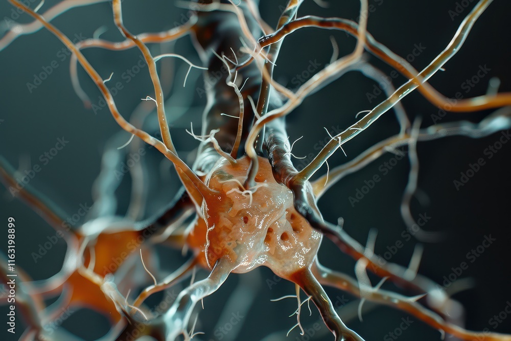 Poster intricate structure of organic material with translucent elements showcasing a complex network of br