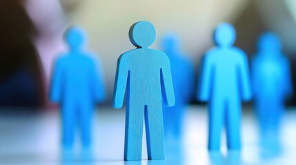 Teamwork Collaboration Unity Blue Figures Representing Group Dynamics and Corporate Success