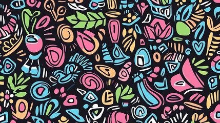 Abstract Colorful Doodle Pattern Design Background