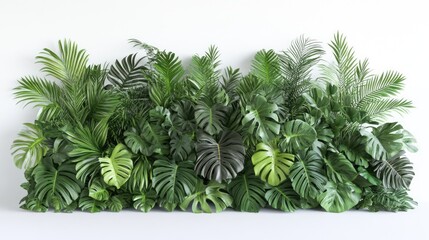 A lush arrangement of various green leaves creating a vibrant, natural backdrop.