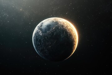 Obraz premium A Solitary Planet Shines in the Vast Cosmos