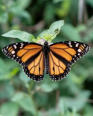Fototapeta premium Closeup of a monarch butterfly on a flower