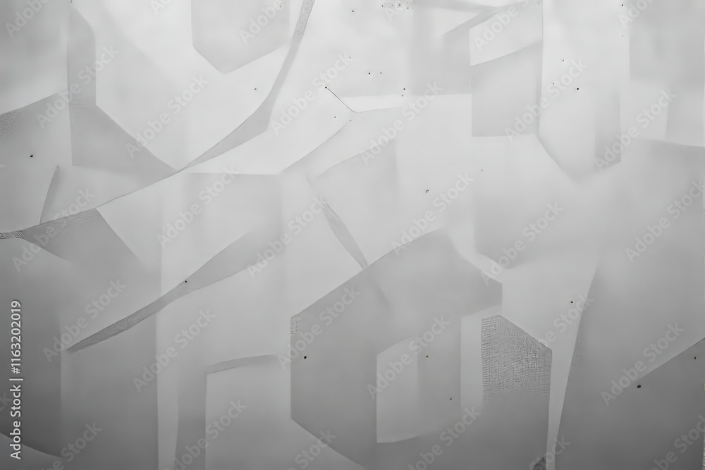 Aufkleber abstract geometric shapes in light gray tones with subtle shadows, textured details on a plain white