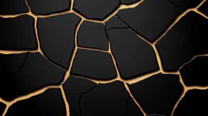 Black Gold Cracked Stone Texture 