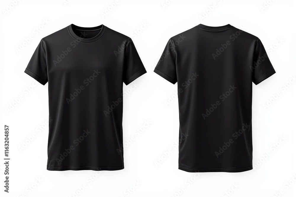 Poster a blank t-shirt mockup displayed front and back on a plain white background. ideal for presenting de