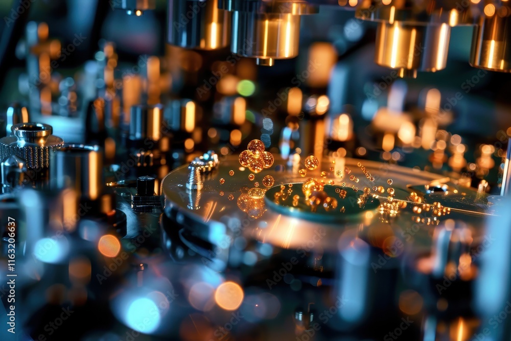 Poster advanced laboratory equipment conducting precision experiments with vibrant light effects in a high-
