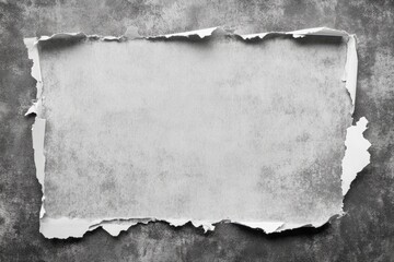 Torn paper frame on a textured gray background