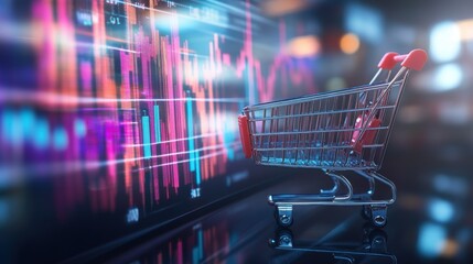 E-commerce Stock Market Trends: Shopping Cart and Financial Charts
