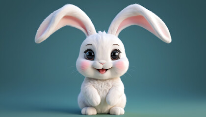 Adorable cute happy bunny. Created with Generative AI.