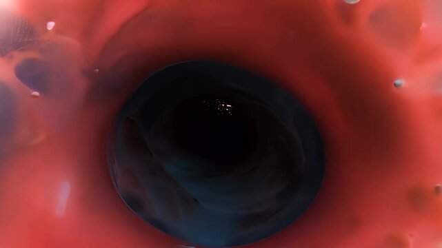 Immersive POV journey being swallowed inside of digestive system mouth, esophagus and stomach