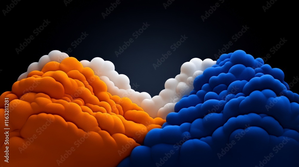 Aufkleber abstract color swirl: a vibrant and dynamic abstract composition featuring swirling clouds of orange