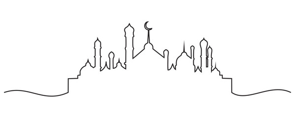 Obraz premium majestic mosque line art vector