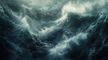 Powerful Ocean Waves in Motion with Dramatic Textures, Perfect for Marine Themes, Abstract Backgrounds, Environmental Campaigns, Stormy Seascape Art, Nature Concepts, and Water-Inspired Designs