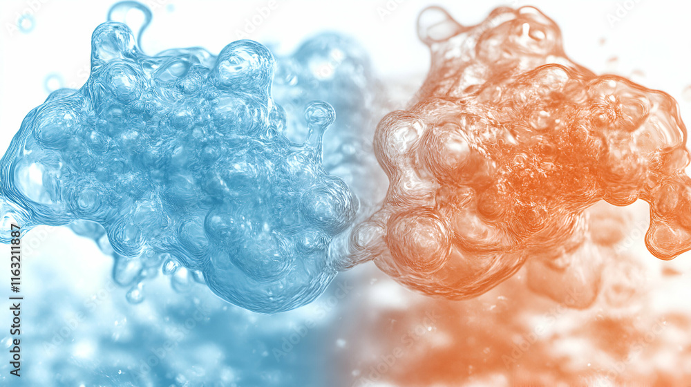 Poster abstract water collision, two hues intermingle, creating a stunning visual symphony of fluid dynamic