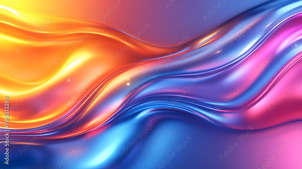 Poster abstract colorful liquid waves flowing dynamically, evoking sensations of movement and energy, featu