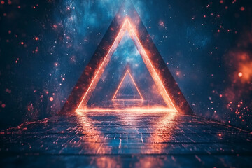 Fiery Triangle Portal, Cosmic Pathway Beckons Mysteriously Through Glowing Nebula