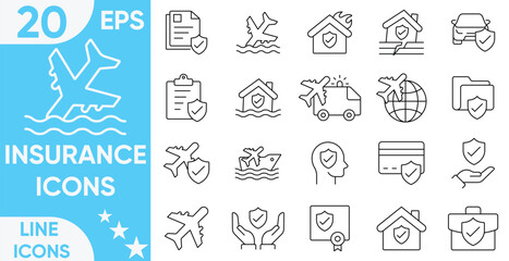 Insurance line icons set.insurance editable stroke symbols collection.pet insurance editable stroke icon.vector and illustrator set.