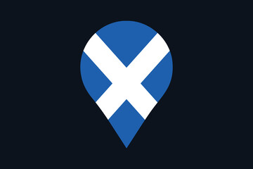 Fototapeta premium Scotland flag with location sign, Flag of Scotland national country symbol illustration Vector, Rectangle Scotland flag illustration, Flat vector illustration 