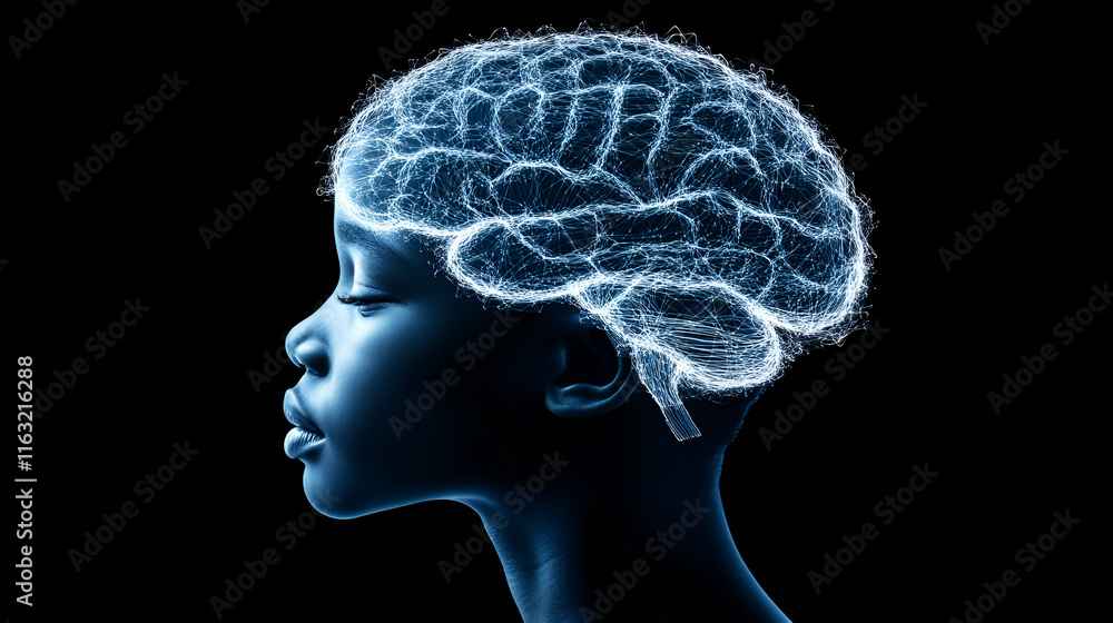 Poster neural pathways, mind's illuminated network, exploring the intricate connections of the human brain 