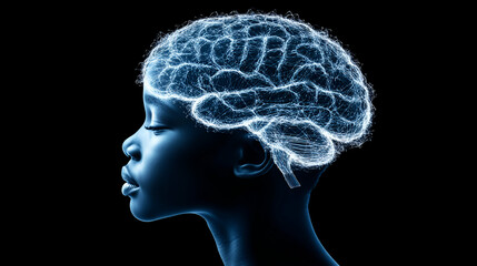 Fototapeta premium Neural Pathways, Mind's Illuminated Network, Exploring the intricate connections of the human brain through visualization.