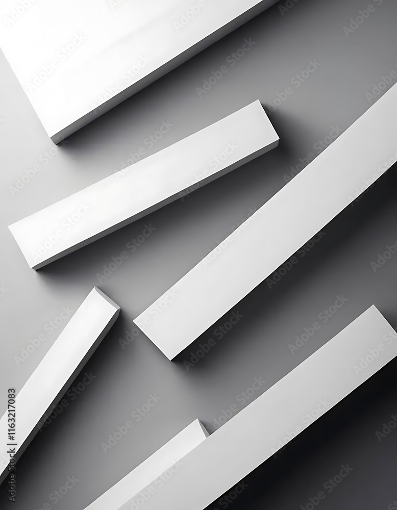 Poster abstract white rectangular shapes on gray background