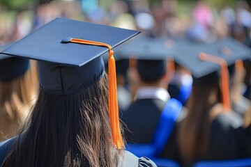 Graduate at Commencement Ceremony with Cap and Gown
