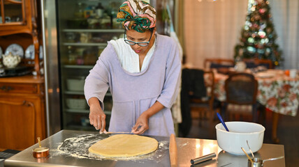 Homemade Fresh Baked Sweet golden brown Cinnamon Rolls for Christmas
