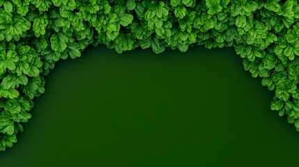 Green Leaves Frame: A vibrant backdrop of lush green leaves creates a natural, organic frame on a deep green background. Perfect for adding a touch of nature to your designs.  