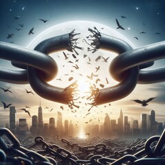 Broken Chain Represents freedom from constraints or oppression