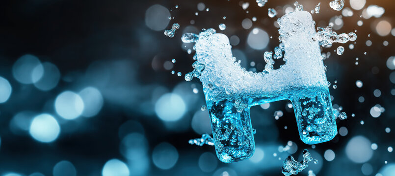 A stylized representation of the letter "H" formed by splashes of water, creating a dynamic and refreshing visual effect. - Powered by Adobe
