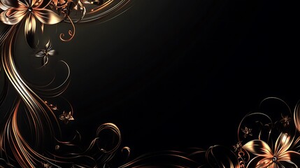 Elegant Golden Floral Design on Black Background