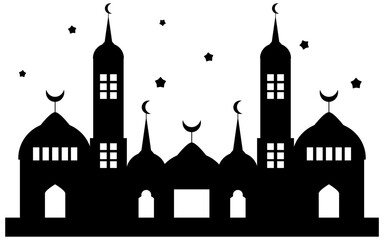 Masjid siluet, islamic mosque element, islamic architecture, mosque silhouette.