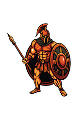 A powerful, muscular ancient Roman gladiator, fiercely poised, holding a spear.  Detailed muscles, weathered skin, dramatic lighting.