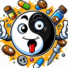 Cartoon Yin Yang Cartoon style with exaggerated features