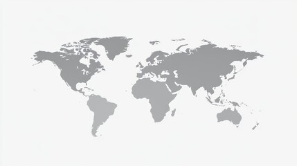 Fototapeta premium Gray silhouette of the world map on a white background.