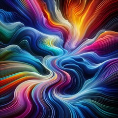Obraz premium Chromatic Waves Fluid lines in a spectrum of colors that undulat