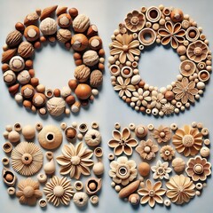Obraz premium Circles of Nuts Circles of Flowers A series of circles created w