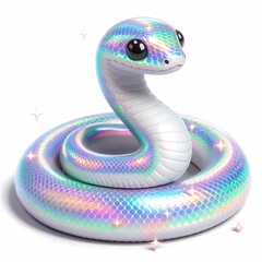 Fototapeta premium Cute Holographic Snake. Holographic Animals.