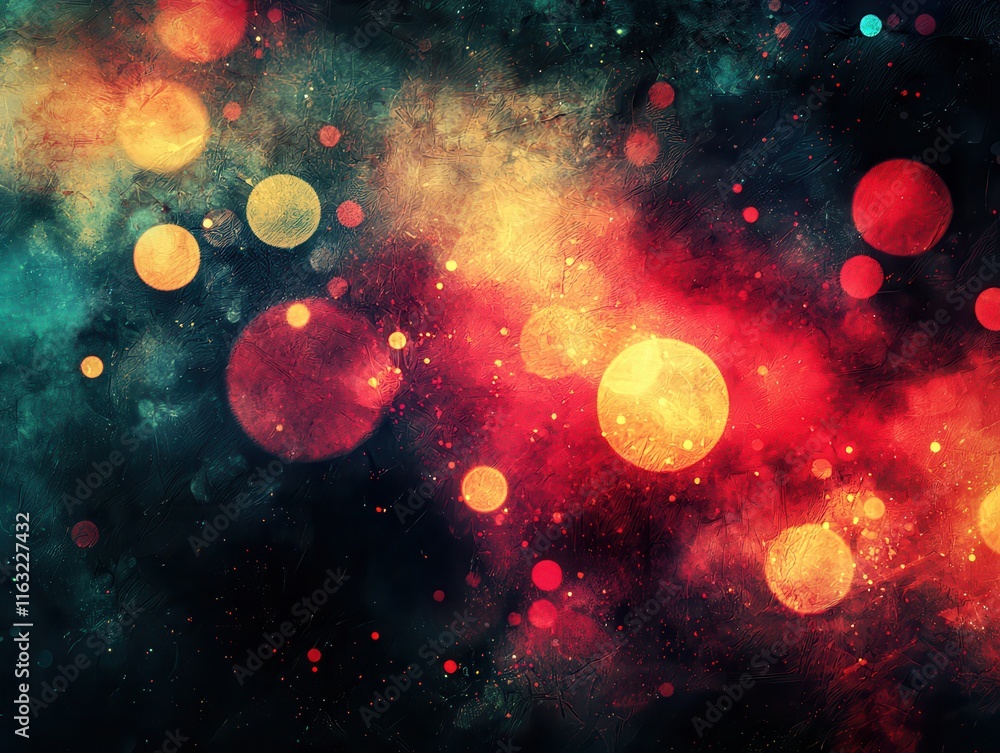 Wall mural an artistic bokeh-inspired texture of glowing orbs in warm tones of orange, red, and pink, layered o